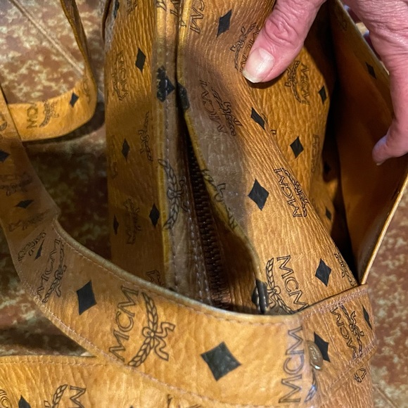 MCM Vintage Visetos Monogran Cognac Large Shopper Tote Carryall Shoulder Bag. - Picture 8 of 11